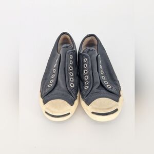 Converse Jack Purcell Black Leather Shoes Classic Black Low Top Sneaker 7.5 Wo's
